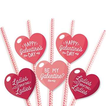 Happy Galentine’s Day Straw Decor for Memorable Parties