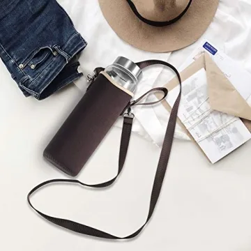 Sursip 32 oz Glass Water Bottle with Nylon Sleeve and Measurements