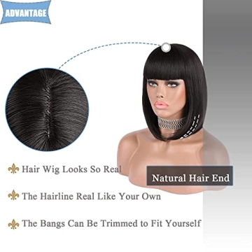 eNilecor Short Black Bob Wig for Parties & Cosplay