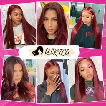 ULRICA Burgundy Lace Front Wigs Human Hair Wigs for Black Women 13x4 HD Lace Front Wigs Human Hair Pre Plucked Red Lace Front Wigs Human Hair Straight Lace Front Wigs Human Hair Burgundy Wig 20 Inch