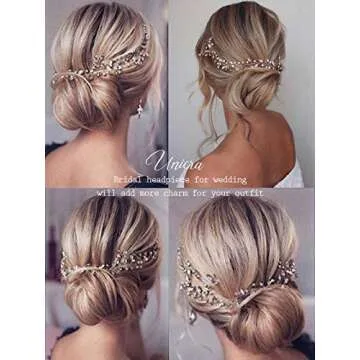 Unicra Bride Wedding Rhinestone Hair Vine Bridal Silver Hair Piece Crystal Headband Hair Accessories for Women and Girls (17.7inches) (Silver)