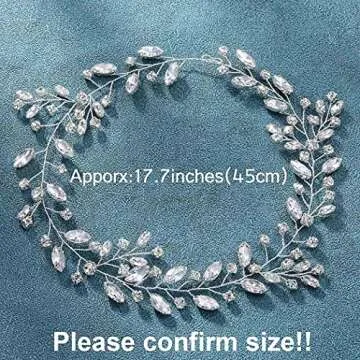 Unicra Bride Wedding Rhinestone Hair Vine Bridal Silver Hair Piece Crystal Headband Hair Accessories for Women and Girls (17.7inches) (Silver)