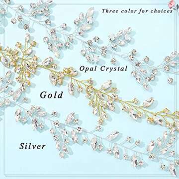 Unicra Bride Wedding Rhinestone Hair Vine Bridal Silver Hair Piece Crystal Headband Hair Accessories for Women and Girls (17.7inches) (Silver)