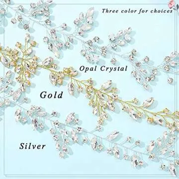 Unicra Bride Wedding Rhinestone Hair Vine Bridal Silver Hair Piece Crystal Headband Hair Accessories for Women and Girls (17.7inches) (Silver)