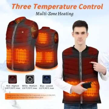 Srivb Heated Vest, USB Charging Heating Vest for Men Women Washable Body Warmer with Battery Pack Included for Outdoor Hunting Hiking Camping Motorcycle Skiing (Large)