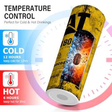 Unique Gifts For Men Alfaro Yellow CAT 1R 1807 Engine Oil Filter Skinny Tumbler with Lid, Stainless ...