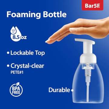 Bar5F Foaming Soap Dispenser Pump Bottle for Dr. Bronner's Castile Liquid Soap 8.5-Ounce Pack of 2