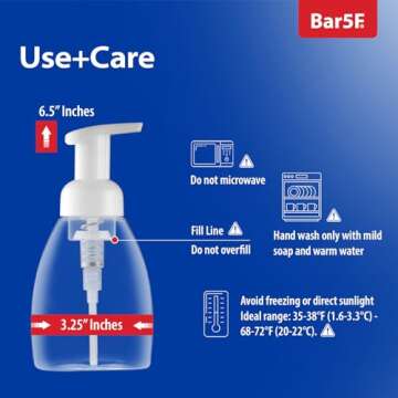 Bar5F Foaming Soap Dispenser Pump Bottle for Dr. Bronner's Castile Liquid Soap 8.5-Ounce Pack of 2