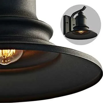 MOTINI Outdoor Barn Wall Light Fixture Farmhouse Rustic Style Wall Sconce with Black Finish,ETL Listed