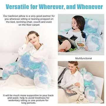 Hobed Life Cozy Fur Backrest Pillow with Arms, 30x17x17 Inch, Premium Filling, Great Back Support Reading Pillow for Kids, Teens & Students, Well Made Bed Pillows for Sitting Up in Bed, Nice Gift