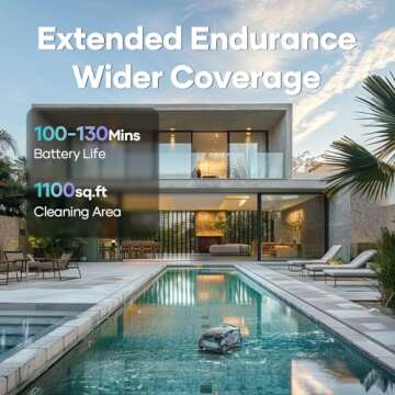 AIPER Scuba E1 Cordless Robotic Pool Cleaner, Pool Vacuum with Advanced Filtration, Tri-Motor, ldeal for Above-Ground Pools up to 1,100 Sq.ft (Renewed)