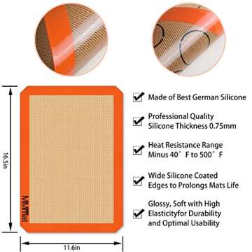 MMmat Silicone Baking Mat - Best German Silicone - Non Slip Silicone Baking Sheet, Non Stick Reusabl...