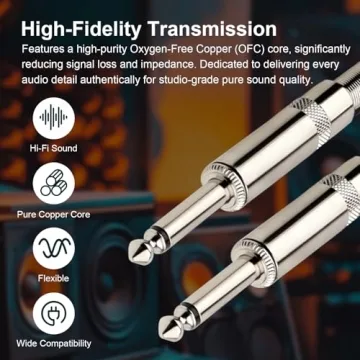 MOOKEERF 1/4" Speaker Cables - 10FT Dual Pack for Musicians