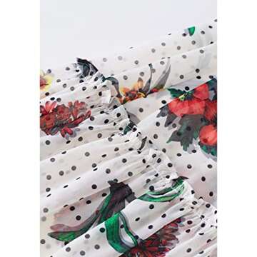 CHICWISH Women's Polka Dot Floral Printed Chiffon Maxi Dress
