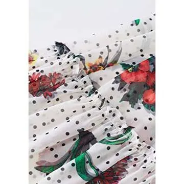 CHICWISH Women's Polka Dot Floral Printed Chiffon Maxi Dress