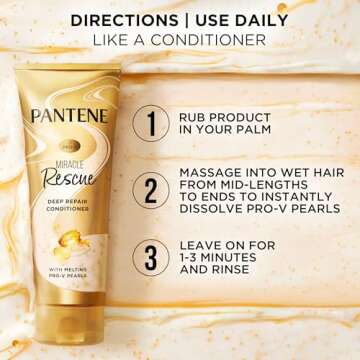 Pantene Miracle Rescue Deep Conditioner - Melting Pro-V Pearls for Dry, Damaged or Color-Treated Hair, Softens and Repairs, 8.0 oz