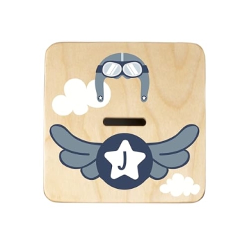 Personalized Airplane Wooden Piggy Bank for Kids