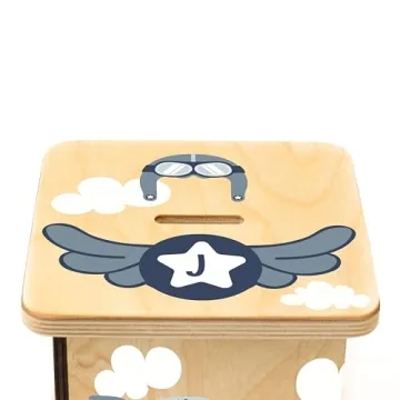 Personalized Airplane Wooden Piggy Bank for Kids