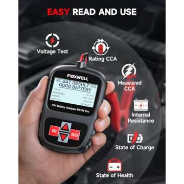 FOXWELL BT100 Pro Car Battery Tester: Essential Digital Analyzer for 12V Vehicles