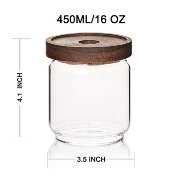 Sweejar Glass Food Storage Jars with Bamboo Lids - 16 OZ Set