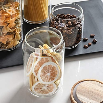 Sweejar Glass Food Storage Jars with Bamboo Lids - 16 OZ Set