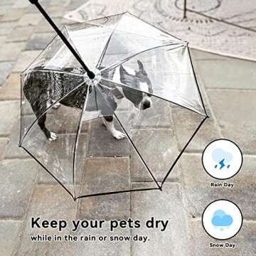 PETLESO Dog Umbrella for Small Dogs, Clear Dog Umbrella Rainproof, Pet Umbrella with Leash