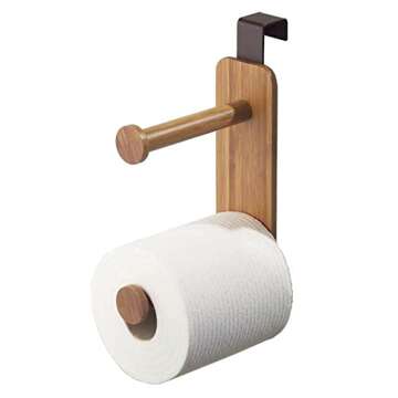 BLOOMITY Over The Tank Hanging Wooden Toilet Tissue Paper Roll Holder for Bathroom - Stores 2 Rolls, Holds Jumbo-Sized Rolls, Durable, Space Saving Modern Design