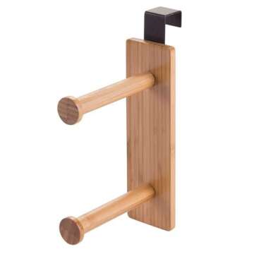 BLOOMITY Over The Tank Hanging Wooden Toilet Tissue Paper Roll Holder for Bathroom - Stores 2 Rolls, Holds Jumbo-Sized Rolls, Durable, Space Saving Modern Design