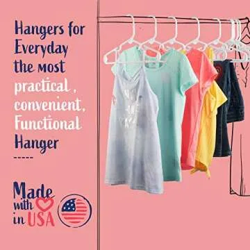 Hangorize USA Made Premium Children's Clothes Hangers - Youth Hangers - Very Durable Heavy Duty Tubular Kids Hangers Plastic - Baby Hangers for Closet, 60 Pack of Child Hangers (White)