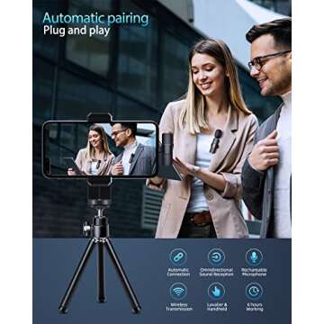 Wireless Lavalier Microphone for Type-C Phone, Android/Laptop, Plug-Play Wireless Microphones for Recording, TikTok, Live Stream, YouTube