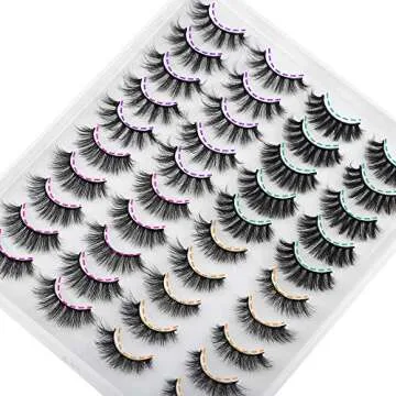 JIMIRE 20 Pairs False Eyelashes 4 Styles Mink Eyelashes Fluffy Pack 3D Volume Faux Mink Cat Eye Lashes Pack