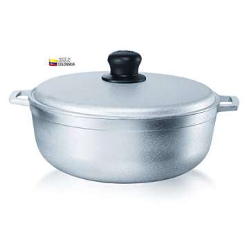 IMUSA USA R200-CALDERO22C Traditional Colombian Natural Caldero Set 3-Piece (1.6/3.2/4.6) Quart, Silver (Dutch Oven Set)