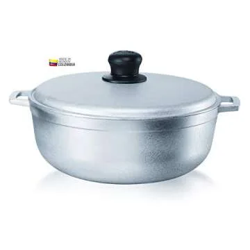 IMUSA USA R200-CALDERO22C Traditional Colombian Natural Caldero Set 3-Piece (1.6/3.2/4.6) Quart, Silver (Dutch Oven Set)