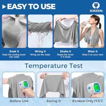 Sukeen Cooling Towels 6 Pack (40"x 12"), Cooling Towels for Neck and Face, Cooling Rags, Lightweight Soft Breathable Towels for Yoga, Sport, Workout, Running, Gym, Camping, Fitness