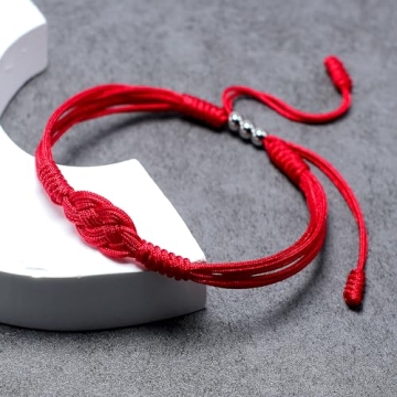 HARACRAFT Red Infinity Protection Bracelet for Luck and Unity