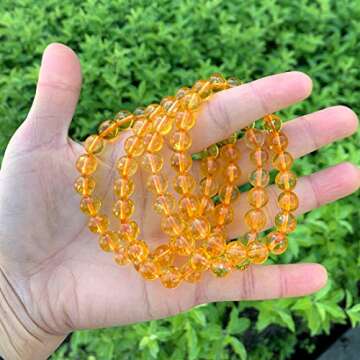 Adabele Real Natural Yellow Citrine Bracelet 7.5 inch Stretch Gemstone Beaded Bracelet Chakra Healin...