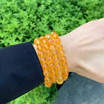 Adabele Real Natural Yellow Citrine Bracelet 7.5 inch Stretch Gemstone Beaded Bracelet Chakra Healing Crystal Stone Jewelry Women Mom Gift (Unisex) GB8-B27