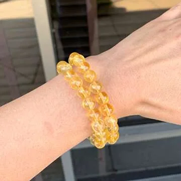Adabele Real Natural Yellow Citrine Bracelet 7.5 inch Stretch Gemstone Beaded Bracelet Chakra Healing Crystal Stone Jewelry Women Mom Gift (Unisex) GB8-B27
