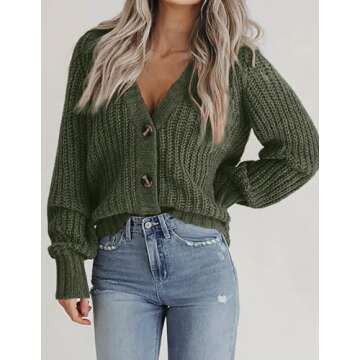 Zeagoo Women's 2025 Chunky Knit Cardigan - Casual Elegance for Fall