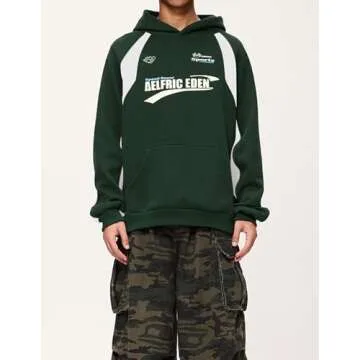Aelfric Eden Oversized Hoodie for Men Vintage Streetwear Graphic Long Sleeve Pullover Hoodies Tops Green