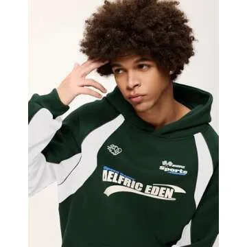 Aelfric Eden Oversized Hoodie for Men Vintage Streetwear Graphic Long Sleeve Pullover Hoodies Tops Green