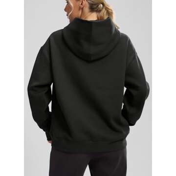 Hoodies for Women Oversized Fleece Sweatshirt with Pocket Loose Fit Casual Athletic Workout Pullover, Black, Medium