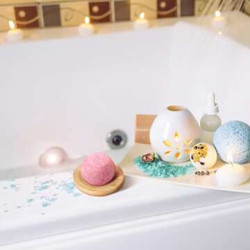 2pcs Bamboo Soap Dish Soap Tray,Round Bath Soap Holder Bamboo Soap Dish for Shower Wood Soap Holder Soap Saver Container Bathroom Storage Case for Bathroom Toilet Kitchen Hotel