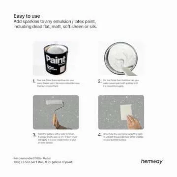 Hemway Glitter Paint Additive Crystals for Acrylic Emulsion Paint, Interior & Exterior Walls, Wood, Varnish, Matt, Gloss, Furniture 100g / 3.5oz - Extra Chunky (1/24" 0.040" 1mm) - Silver