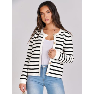 Trendy ANRABESS Striped Cardigan for Women - Fall 2024 Fashion