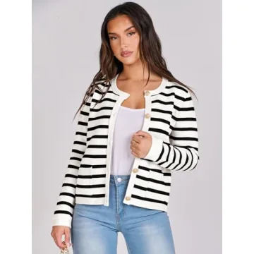 Trendy ANRABESS Striped Cardigan for Women - Fall 2024 Fashion