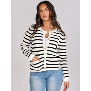 Trendy ANRABESS Striped Cardigan for Women - Fall 2024 Fashion