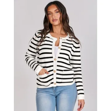 Trendy ANRABESS Striped Cardigan for Women - Fall 2024 Fashion