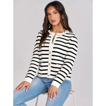 Trendy ANRABESS Striped Cardigan for Women - Fall 2024 Fashion
