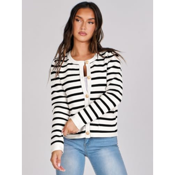 Trendy ANRABESS Striped Cardigan for Women - Fall 2024 Fashion